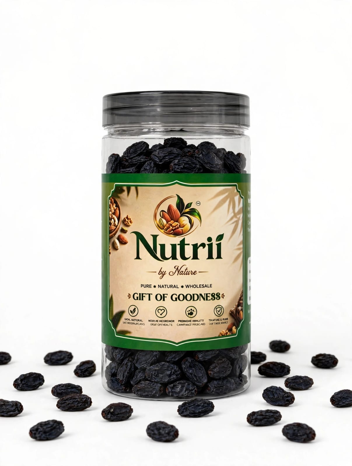 Nutrii by Nature Premium Black Raisins - 100% Natural & Seedless Kali Kishmish | Rich in Iron & Antioxidants | GIFT OF GOODNESS - 250g, 500g, 1 Kg