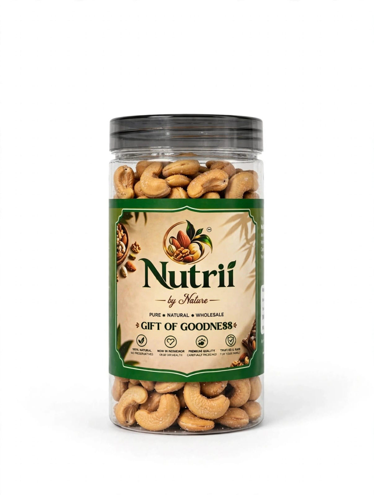 *Nutrii By Nature Roasted Cashews 250g, 500g | Premium Kaju | Lightly Salted & Roasted | Healthy Snack | Air Fried - Not Oil Fried | 100% Natural*
